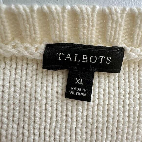 Talbots Sweater Womens SIze XL Cream Cable Knit Minimalist Neutral Office Casual - Picture 5 of 7